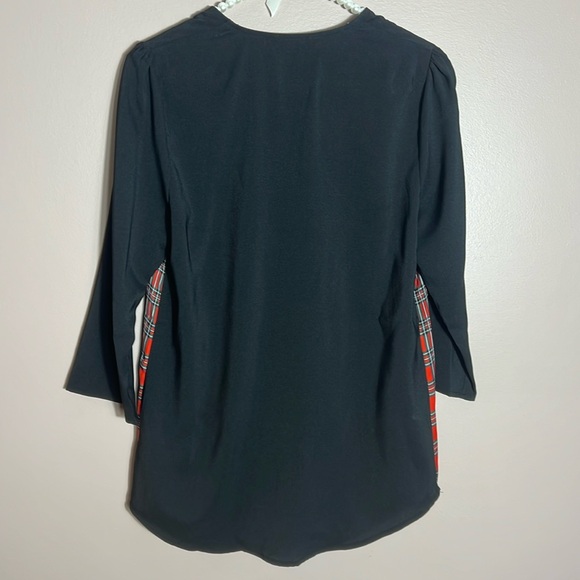 Express Zip Front Plaid Polyester Blouse - Picture 3 of 6